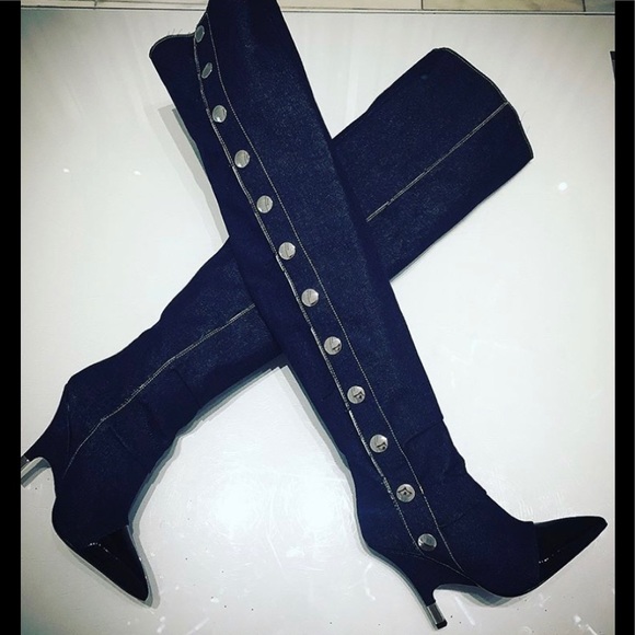 giuseppe zanotti NIB otk denim & blk patent boots - Picture 12 of 16
